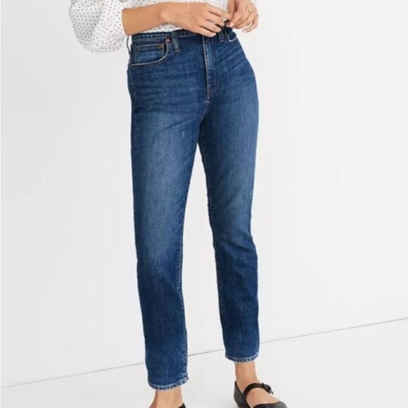 Madewell Denim - Madewell The High Rise Slim Boyjean Denim Dark Was Blue Women’s Jeans Sz 28